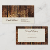 Carte De Visite Bois foncé Patiné rustique Plaques Élégant Script (Devant / Derrière)