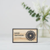 Carte De Visite Bois Grain Cerveau Noir Saw Handyman Carpenter (Debout devant)