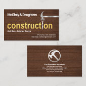Carte De Visite Bois Grain Gold Construction Argent Marteau Clou (Devant / Derrière)