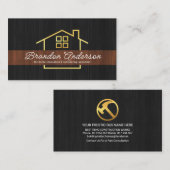 Carte De Visite Bois Grain Gold Construction Rénovation du cadre (Devant / Derrière)