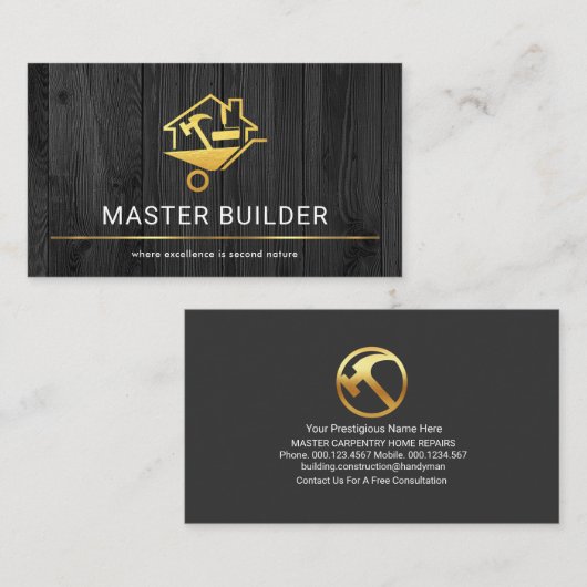 Carte De Visite Bois gris menuisier (Devant / Derrière)