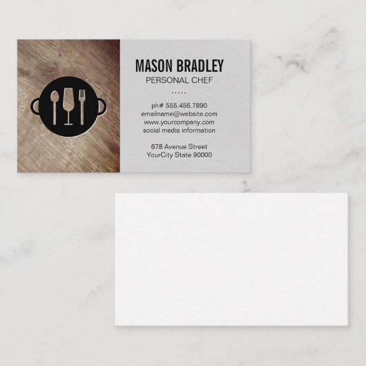 Carte De Visite Bois | Logo de restauration (Devant / Derrière)