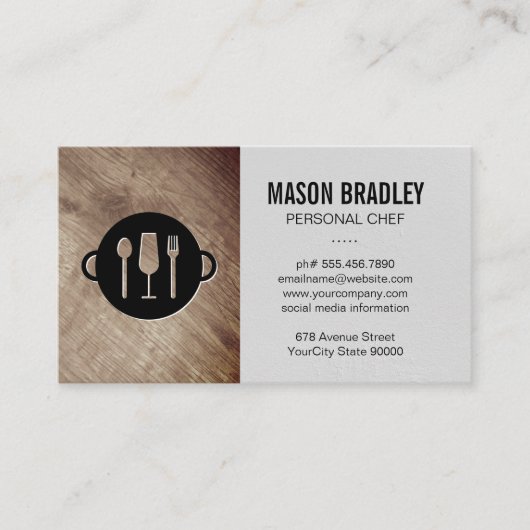 Carte De Visite Bois | Logo de restauration (Devant)