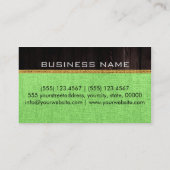 Carte De Visite Bois Look Lime Burlap vert Monogramme rustique (Dos)