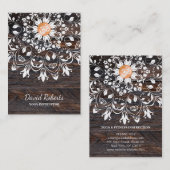 CARTE DE VISITE BOIS MANDALA LOGO CUSTOMISÉ YOGA INSTRUCTEUR (Devant / Derrière)