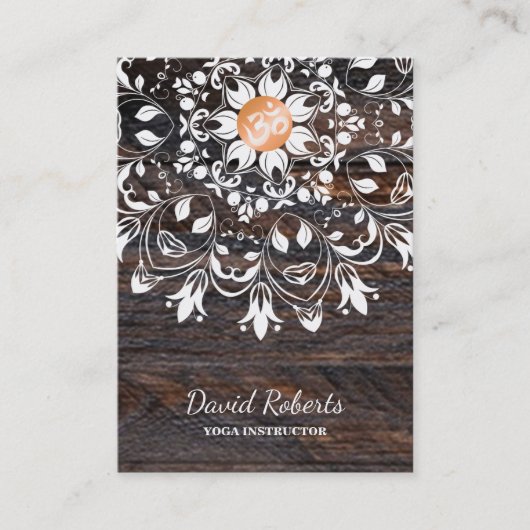 CARTE DE VISITE BOIS MANDALA LOGO CUSTOMISÉ YOGA INSTRUCTEUR (Devant)
