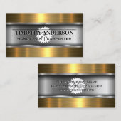 Carte De Visite Bois métal or | Scie et marteau (Devant / Derrière)