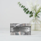 Carte De Visite Bois métallique | Clé | Vis circulaire (Debout devant)