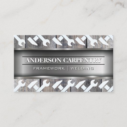 Carte De Visite Bois métallique | Matériel de construction | Outil (Devant)
