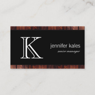 Carte De Visite Bois Monogramme classique