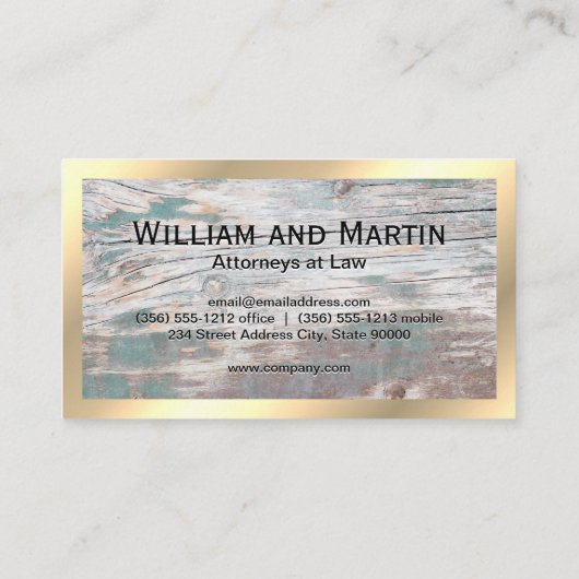 Carte De Visite Bois | Monogramme de bordure or | Code QR (Dos)