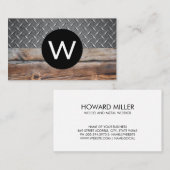 Carte De Visite Bois monogramme | Plaqué diamant métallique (Devant / Derrière)