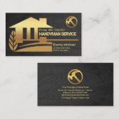 Carte De Visite Bois Noir Bois Or Réparations, Handyman (Devant / Derrière)