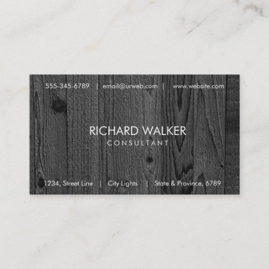 Carte De Visite Bois noir élégant moderne professionnel foncé (Devant)