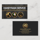 Carte De Visite Bois Noir Outils de main en bois Construction (Devant / Derrière)