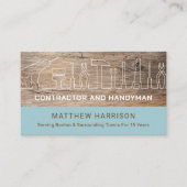 Carte De Visite Bois Outils de Manoeuvre de Construction Rustique (Devant)