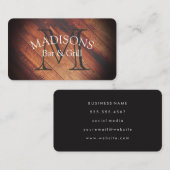 Carte De Visite Bois rustique avec Monogramme (Devant / Derrière)