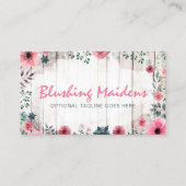 Carte De Visite Bois rustique Chic Roses Rose rose Anémone Floral (Devant)