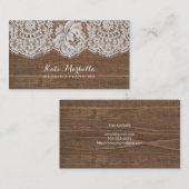 Carte De Visite Bois rustique de Faux avec la dentelle (Devant / Derrière)