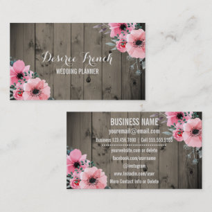 Carte De Visite Bois rustique de grange de wedding planner social