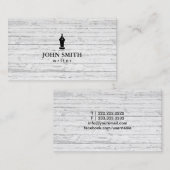 Carte De Visite Bois rustique de logo de stylo d'écrivain (Devant / Derrière)