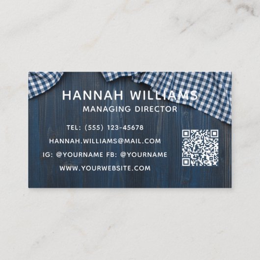 Carte De Visite Bois rustique Découpe Citrus Cuisine Script (Dos)