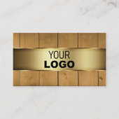 Carte De Visite Bois rustique en bois Grain avec logo or (Devant)