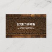 Carte De Visite Bois rustique et cuir piqué (Dos)