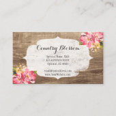 Carte De Visite Bois rustique et Hibiscus rose peint Pays Fleur (Devant)