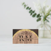 Carte De Visite Bois rustique Floral Monogramme Or (Debout devant)