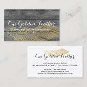 Carte De Visite Bois rustique & Plumes d'or moderne Bohème Chic (Devant / Derrière)