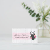 Carte De Visite Bois rustique Rose moderne géométrique cerf et cha (Debout devant)