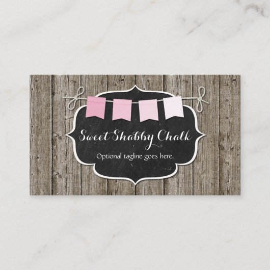 Carte De Visite Bois rustique & Shabby Chic Chalkboard Pink Bund (Devant)