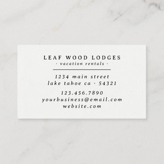 Carte De Visite Bois rustique Verdure Location de vacances Petit d (Dos)