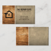 Carte De Visite Bois | Stitch Sepia Leather (Devant / Derrière)