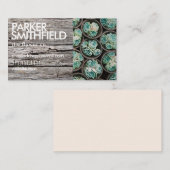Carte De Visite Bois Succulent Rustique Floral (Devant / Derrière)