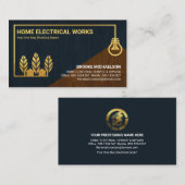 Carte De Visite Bois Texture Or Accueil Câble Électricien (Devant / Derrière)