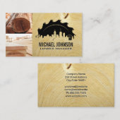 Carte De Visite Bois | Vis circulaire | Ville Skyline (Devant / Derrière)