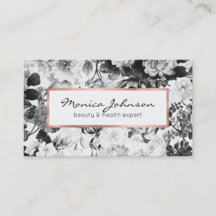 Carte De Visite Boisseau à fleurs de campagne blanc noir blanc mo