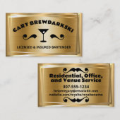 Carte De Visite boisson bartender olive martini verre faux or (Devant / Derrière)