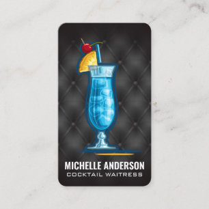 Carte De Visite Boisson Cocktail Bleu Barman Restaurant