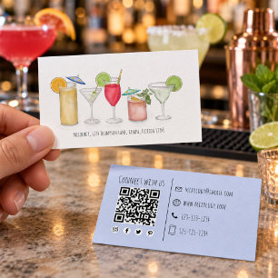 Carte De Visite Boissons Cocktails Aquarelle Simple Fun Whimsical