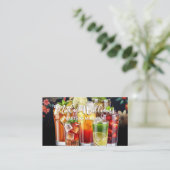 Carte De Visite Boissons de mélange agrées | Arrière - plan floral (Debout devant)
