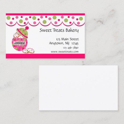 Carte De Visite Boîte à biscuits, rose (Devant / Derrière)