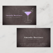 Carte De Visite Boite à cocktail violet Bartender Mixologue Chalkb (Devant / Derrière)