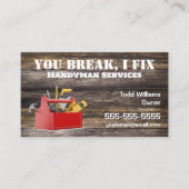 Carte De Visite Boîte à outils Wood Handyman (Devant)