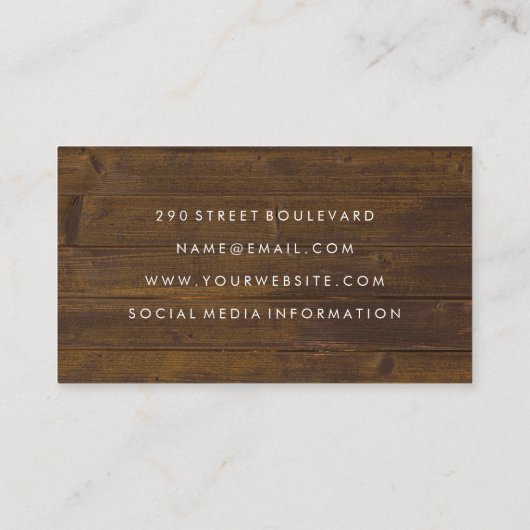 Carte De Visite Boîte blanche en bois rustique Razor (Dos)