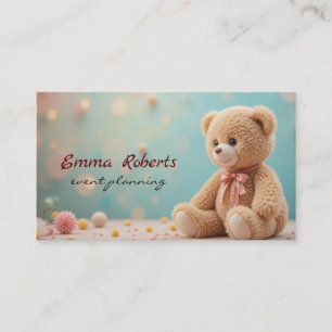 Carte De Visite Boîte cadeau ballons dorés confettis Ourson en pel