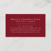 Carte De Visite Boîte de chocolat cardiaque, Fournitures de confis (Dos)