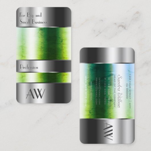 Carte De Visite Boîte en aluminium clignotant avec monogramme de p (Devant / Derrière)